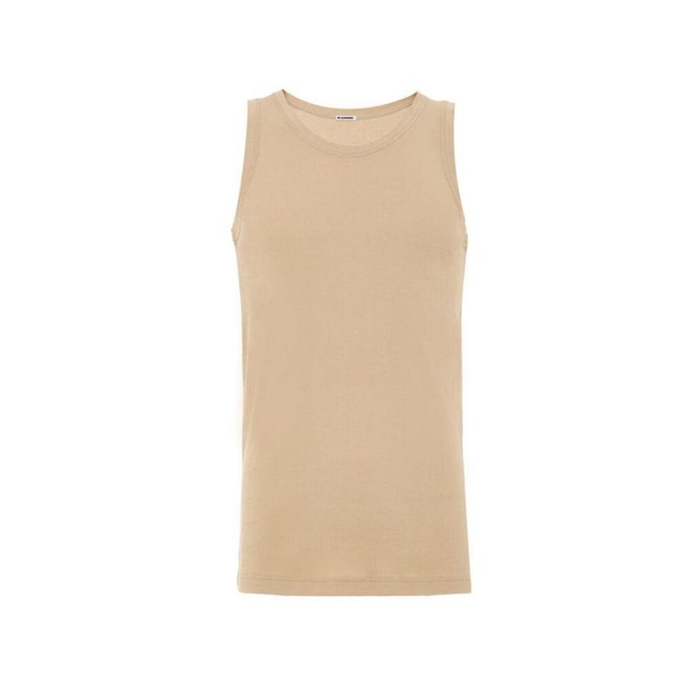 Jil Sander Cotton Sleeveless Jacket Men Beige Vests